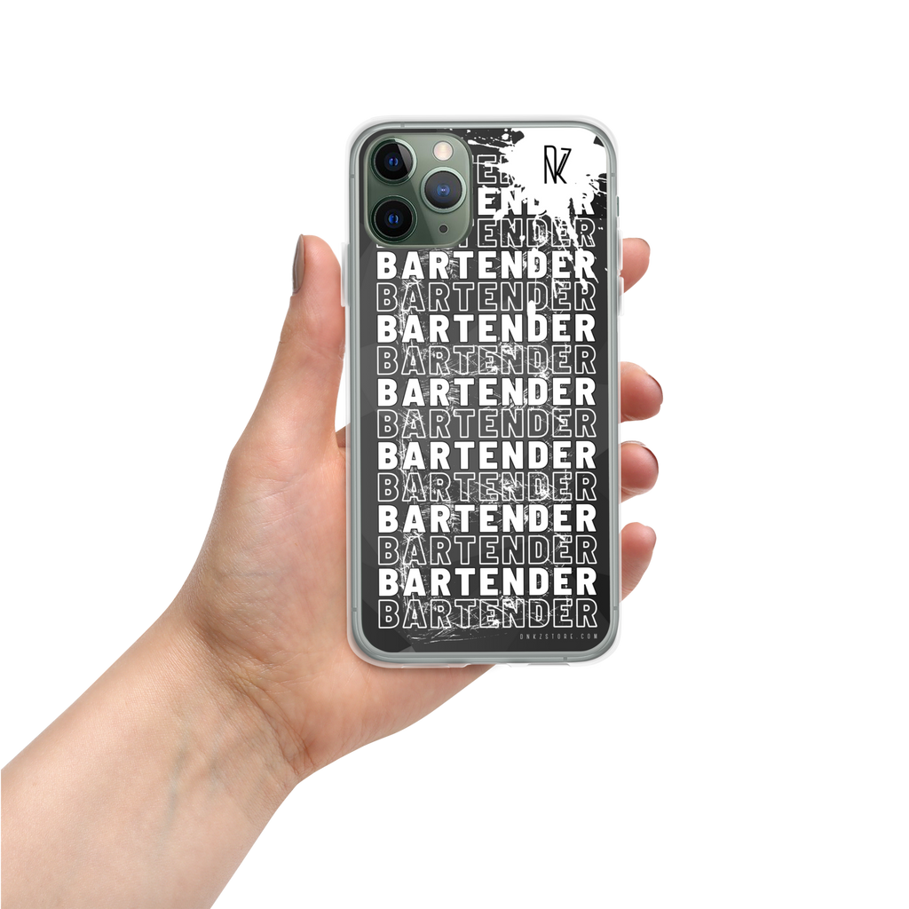Coque iPhone DNKZ motif Crew Bartender blanc — barman bartender streetwear