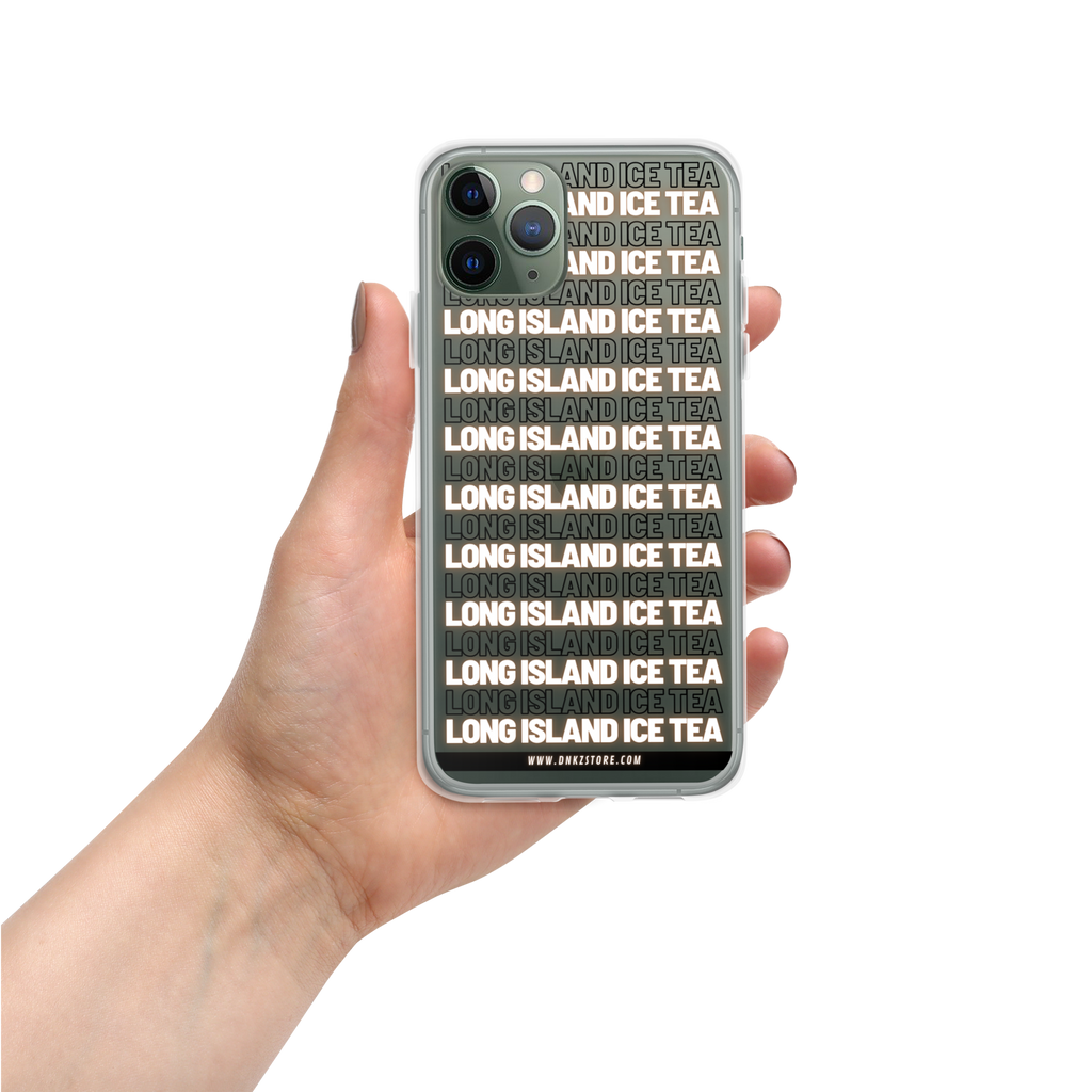 Coque iPhone DNKZ motif "Long Island Ice Tea" — accessoire barman bartender