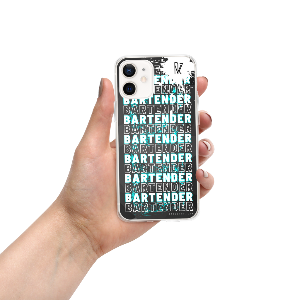 Coque iPhone DNKZ Crew Bartender bleu — protection barman cocktail streetwear