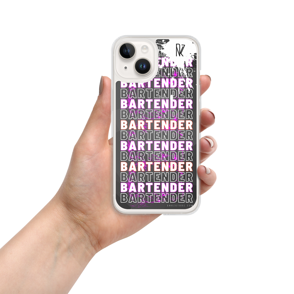 Coque iPhone DNKZ Crew Bartender violet — protection iPhone barman barmaid France