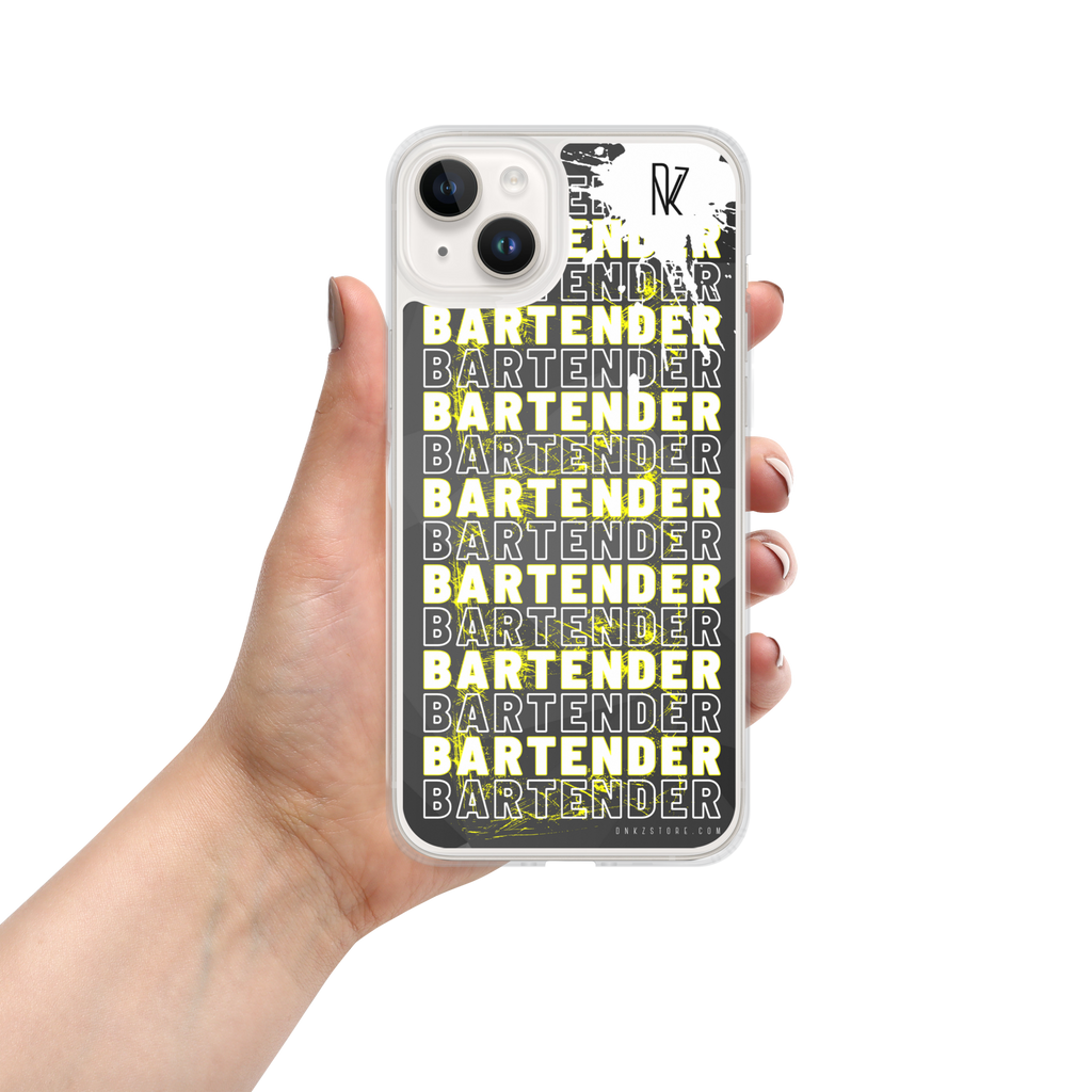 Coque iPhone DNKZ Crew Bartender jaune — bartender lifestyle accessoire