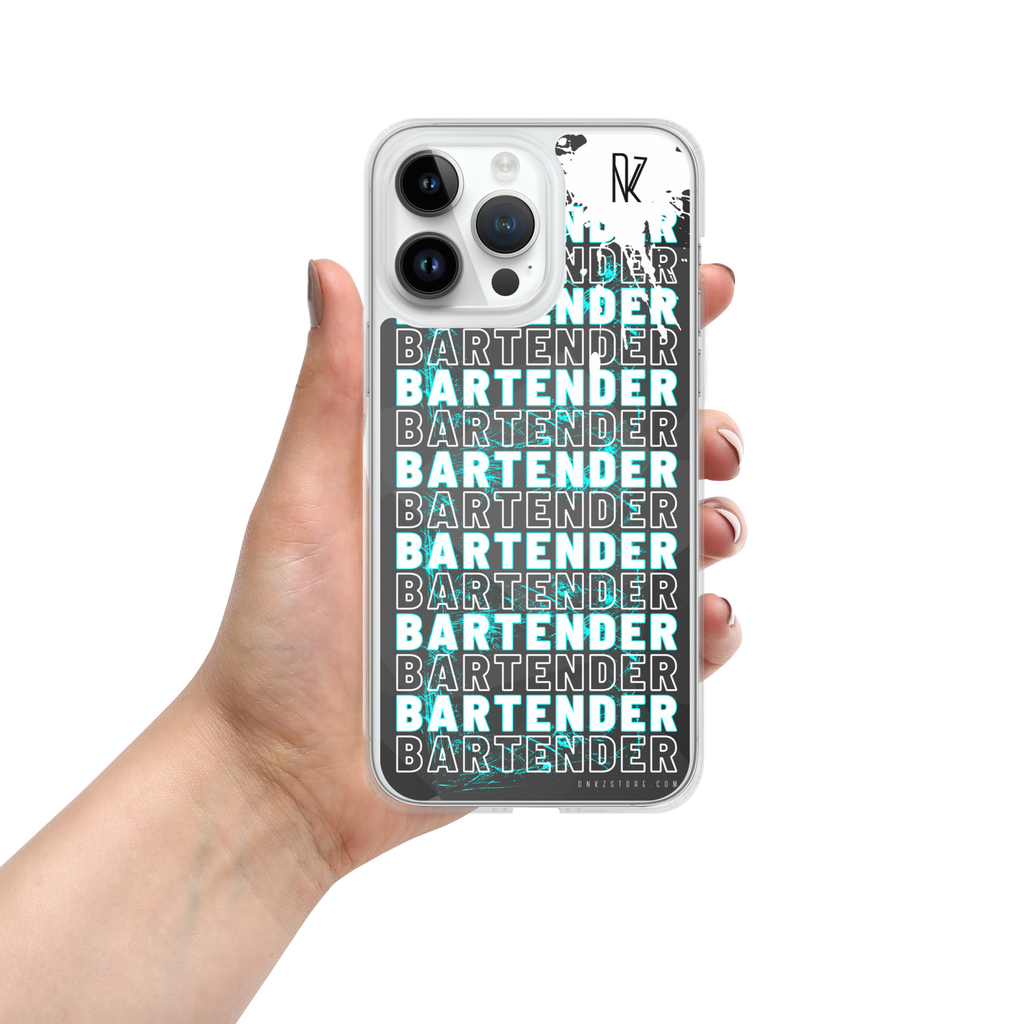 Coque iPhone DNKZ Crew Bartender bleu — accessoire barman bartender streetwear