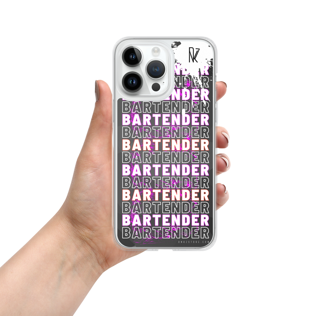 Coque iPhone DNKZ Crew Bartender violet — accessoire barman bartender streetwear