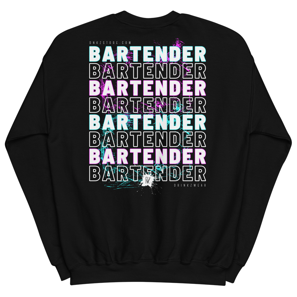 Sweatshirt DNKZ Crew Bartender "Blue & Purple" — face, sweat col rond barman barmaid bartender