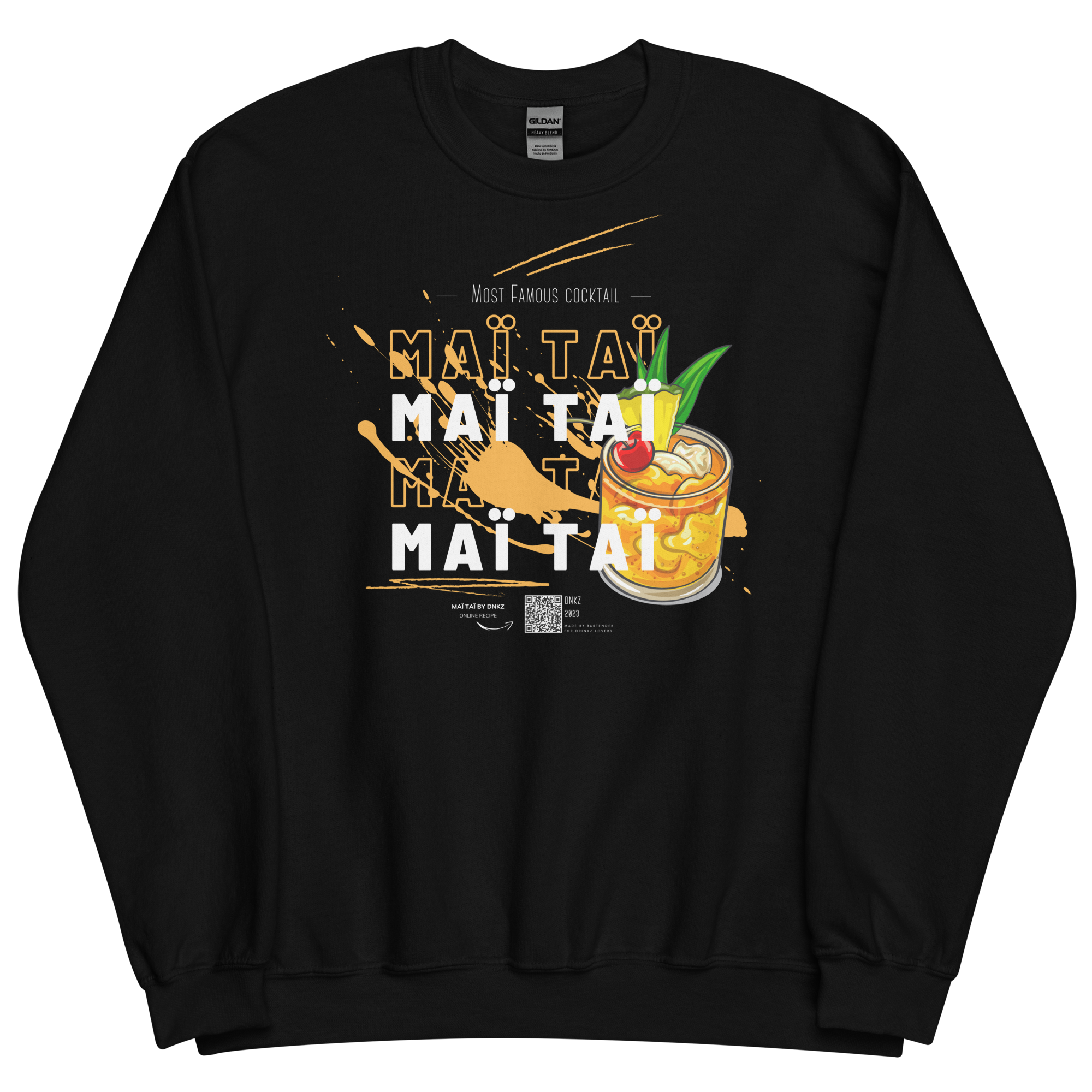 Sweatshirt DNKZ Most Famous Cocktails "Maï Taï" — face, sweat col rond bartender cocktail streetwear