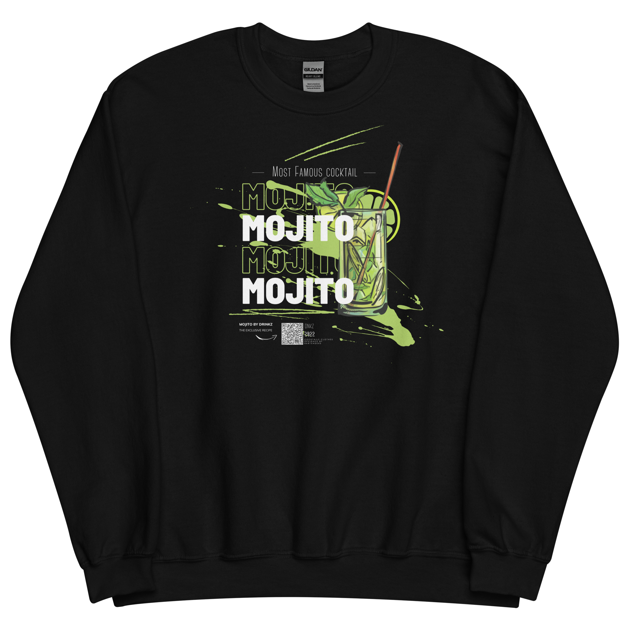 Sweatshirt DNKZ Most Famous Cocktails "Mojito" — face, sweat col rond bartender cocktail streetwear