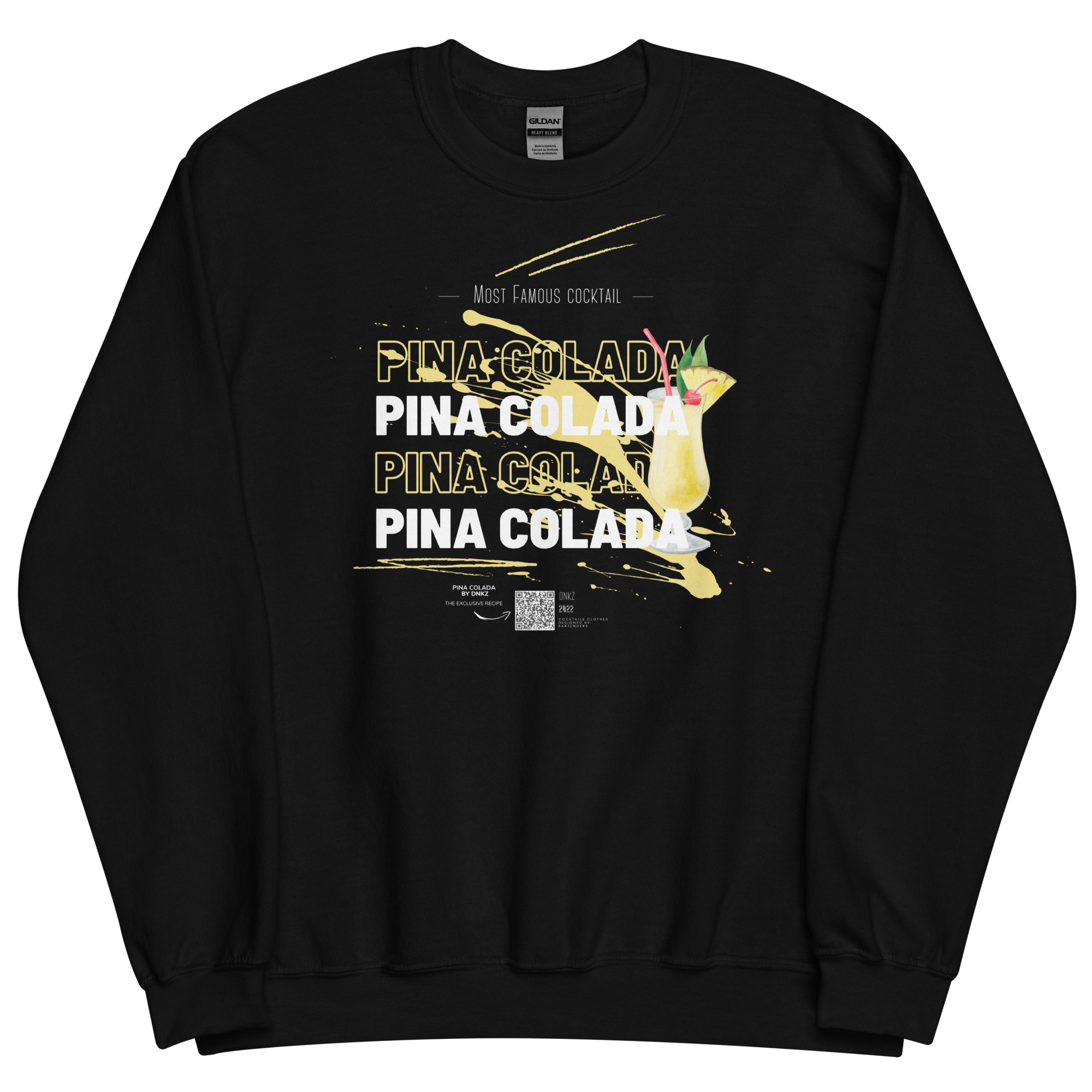 Sweatshirt DNKZ Most Famous Cocktails "Pina Colada" — face, sweat col rond bartender cocktail streetwear
