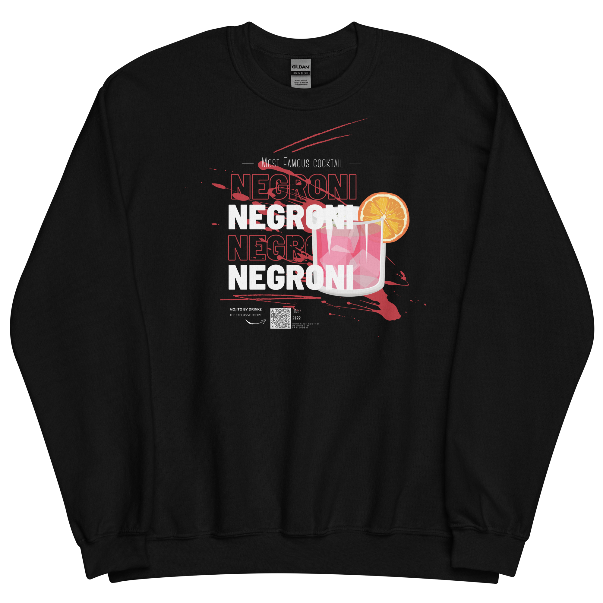 Sweatshirt DNKZ Most Famous Cocktails "Negroni" — face, sweat col rond bartender cocktail streetwear