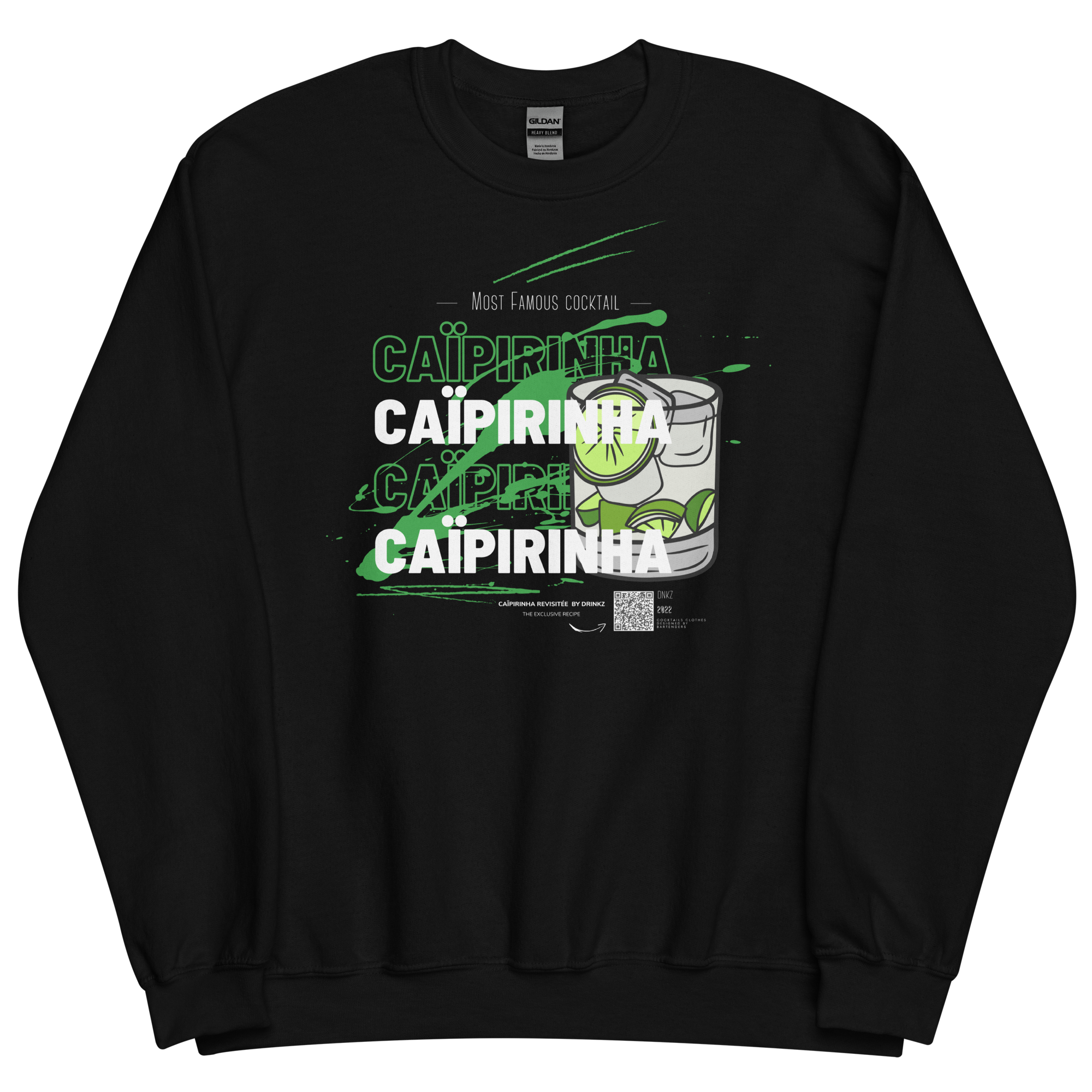 Sweatshirt DNKZ Most Famous Cocktails "Caïpirinha" — face, sweat col rond bartender cocktail streetwear