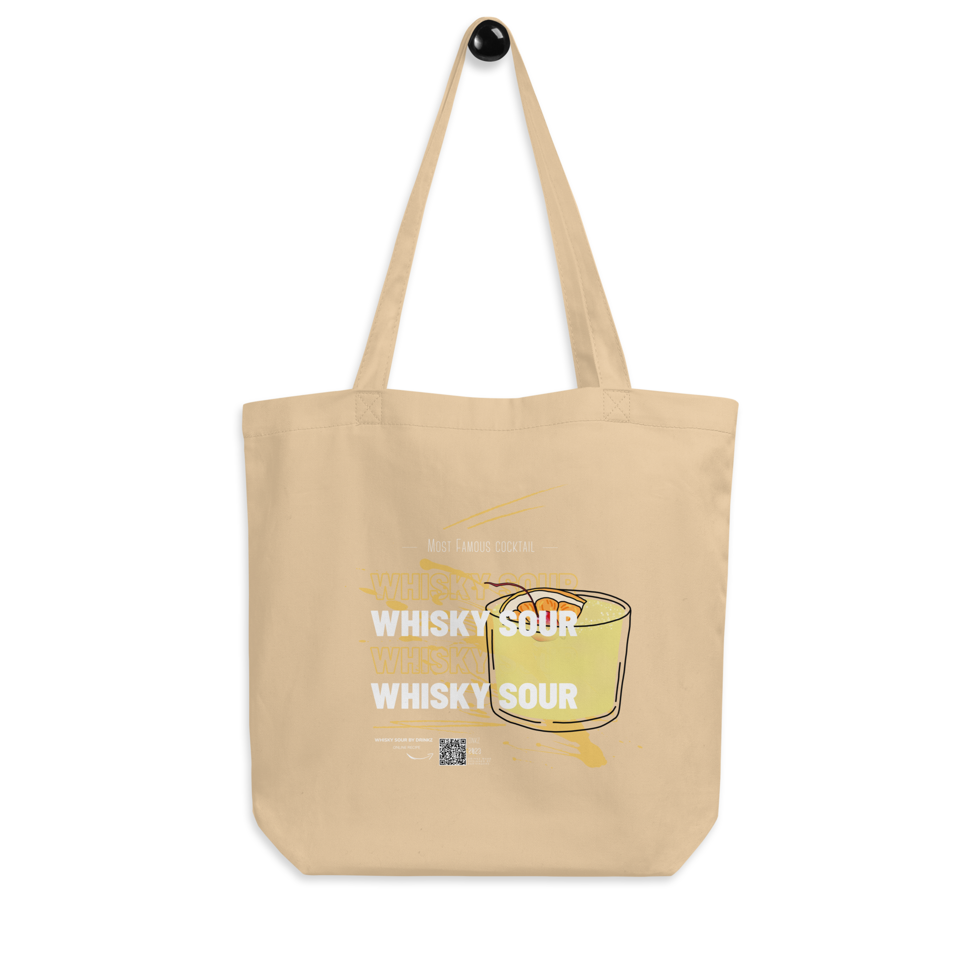 Tote Bag DNKZ Most Famous Cocktails "Whisky Sour" — accessoire barman barmaid France