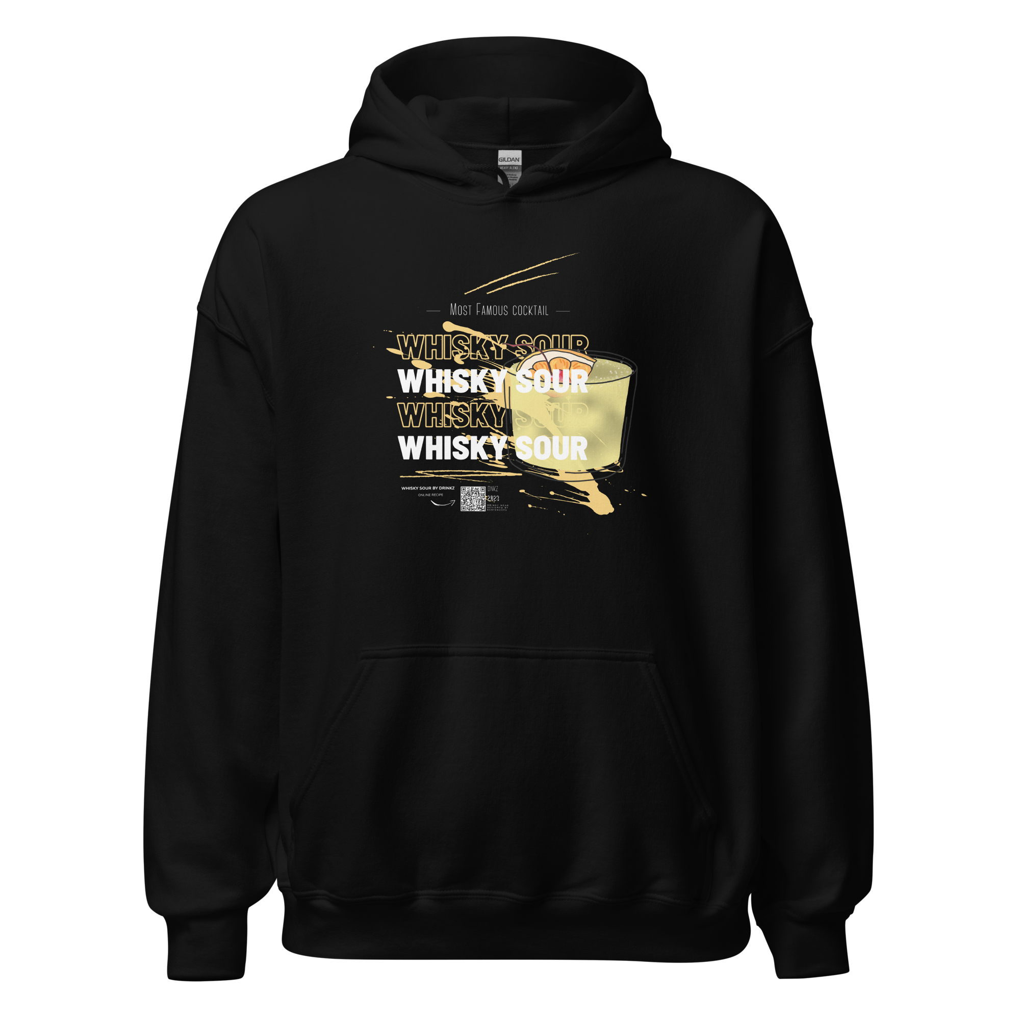 Hoodie DNKZ "Whisky Sour" — sweat à capuche barman barmaid cocktail whisky sour streetwear